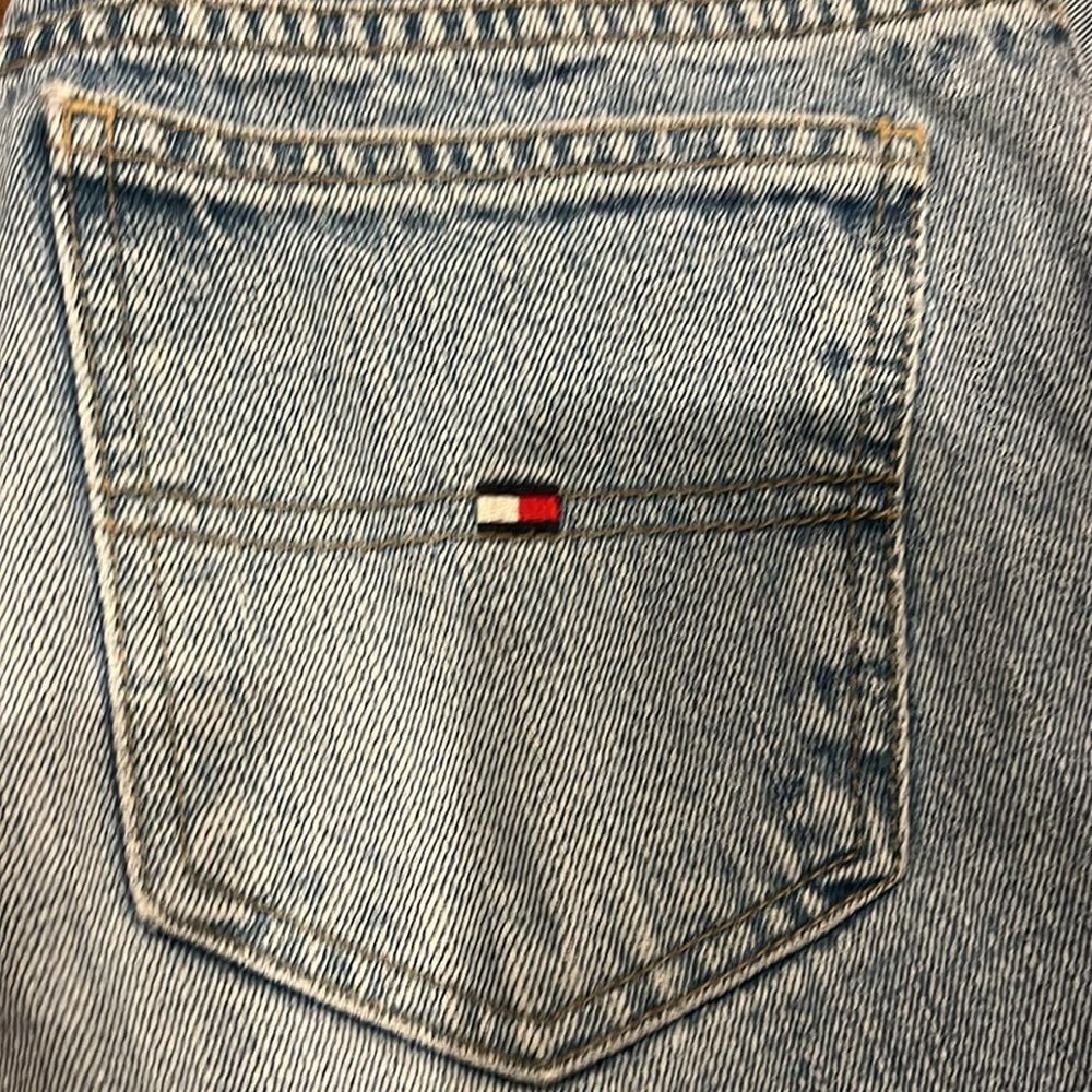Y2K Tommy Hilfiger Jeans Flag waist detail straight leg low rise light wash sz 4 - Picture 3 of 10